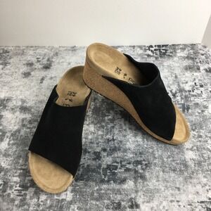 Birkenstock Papillio Black Suede Wedge Summer Sandals Platform Mules 39 L8 M6